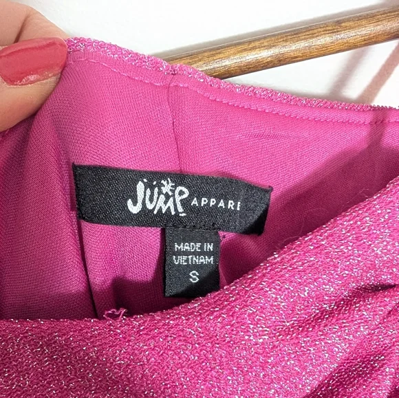 Jump Apparel Y2K Pink Metallic Sparkle Ruched Bodycon Mini Dress - Picture 4 of 7